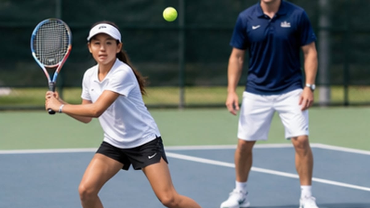 Two young tennis players rallying cross-court during a point-construction drill