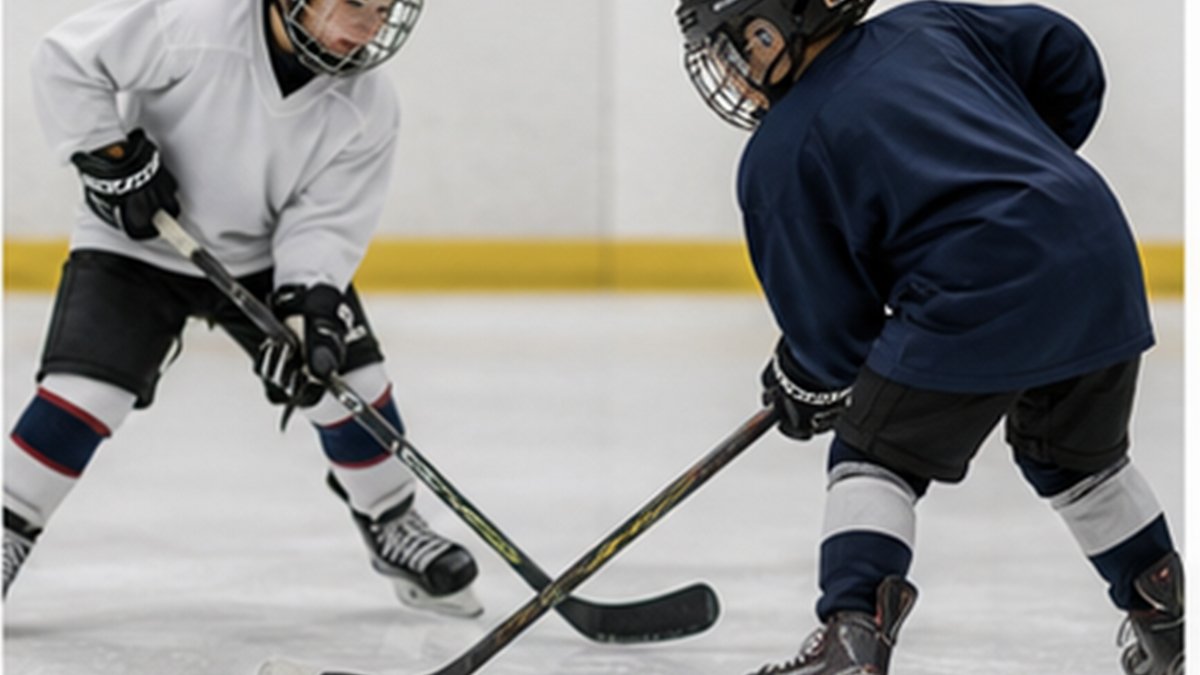 Close-up of a hockey puck cupped on a stick blade at the moment of a wrist shot release