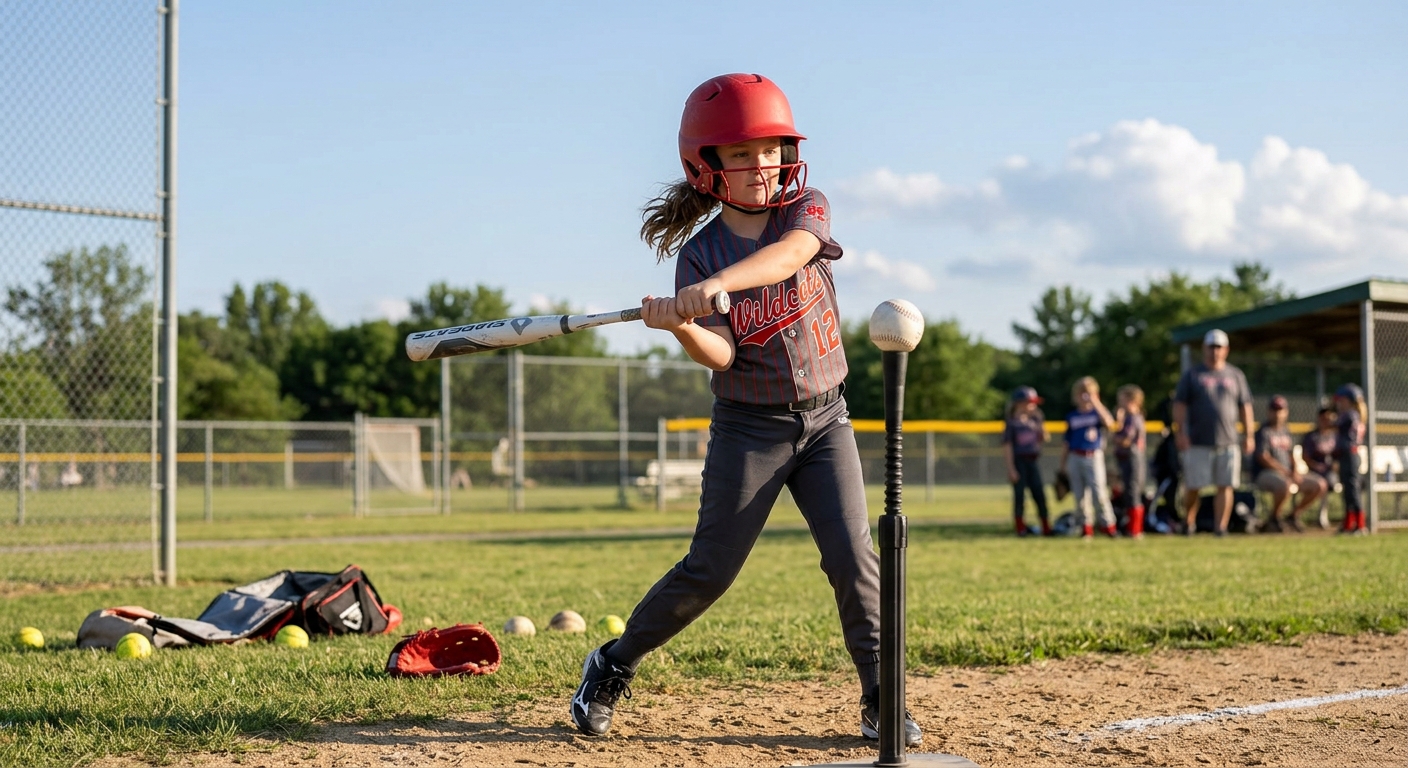 Youth softball athletes working through a structured practice session