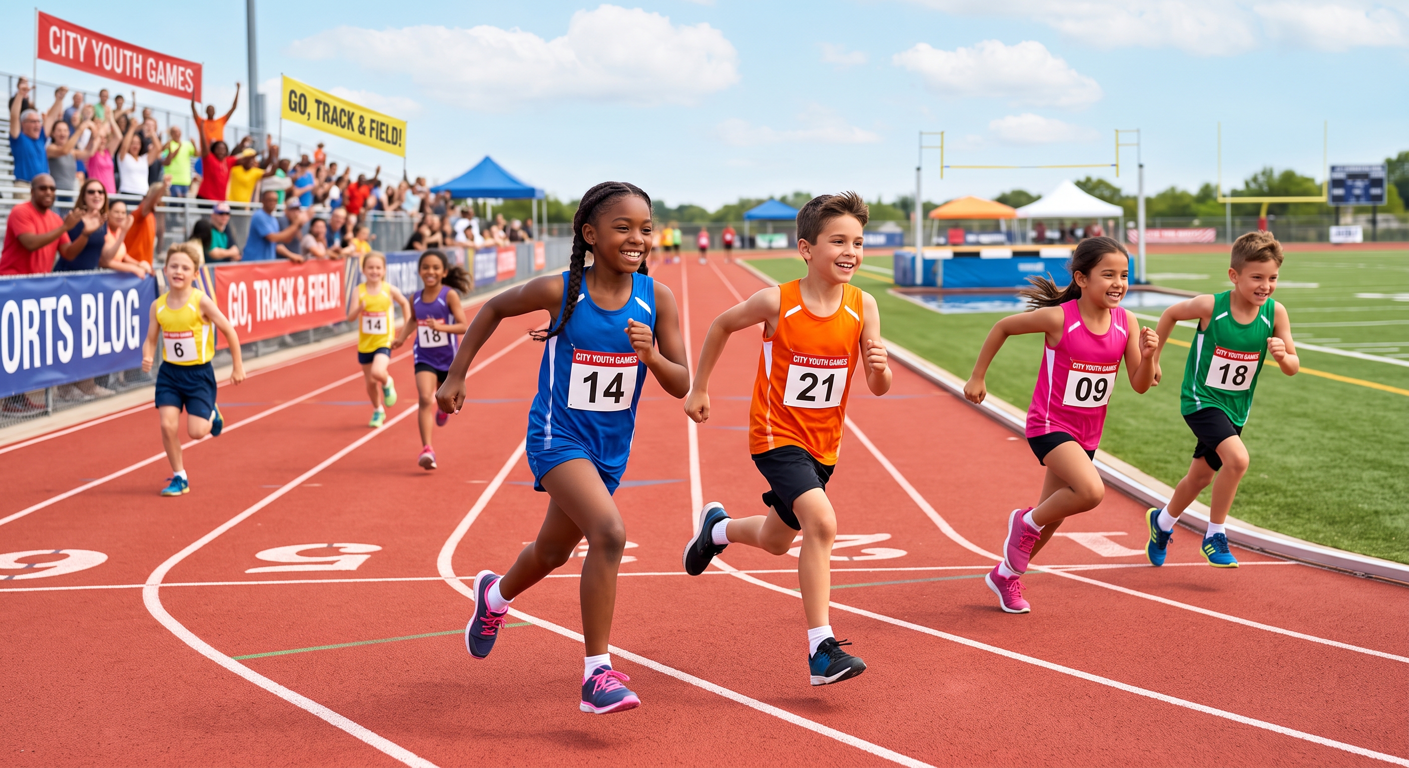 Young track and field athletes staying engaged during practice