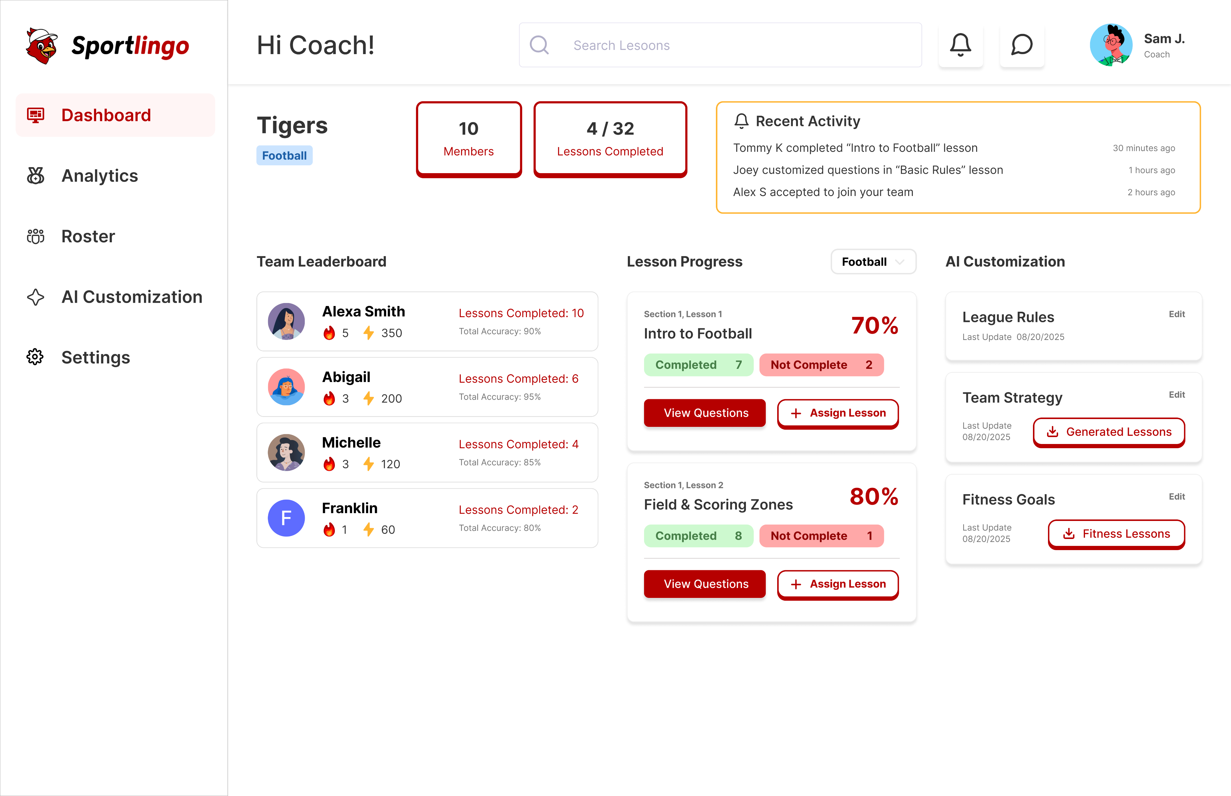 Coaching Dashboard